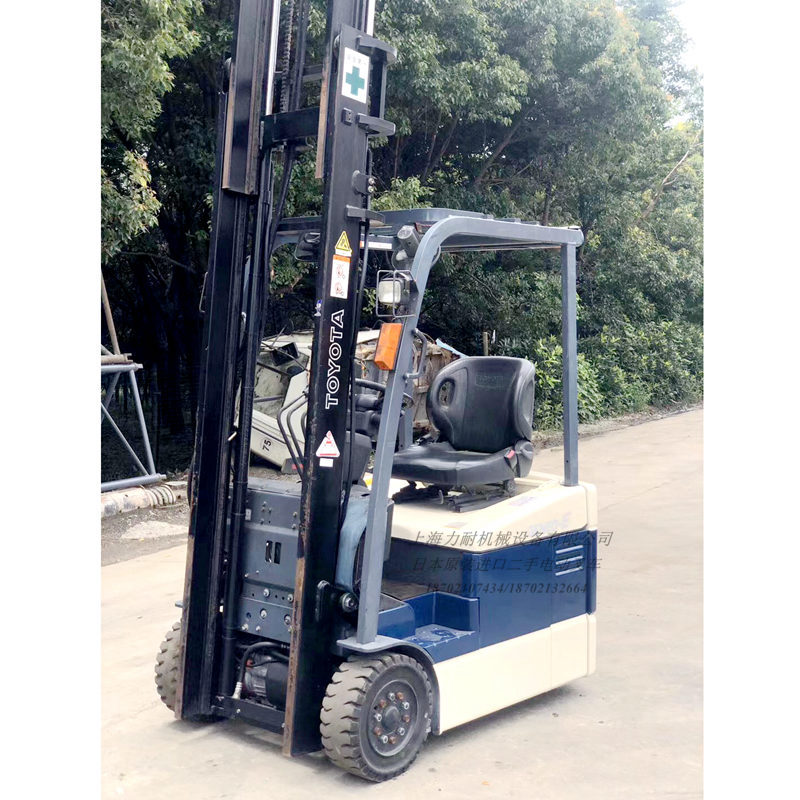 二手原裝帶側(cè)移進口豐田三支點式1.3噸電動叉車升高4米帶風(fēng)扇